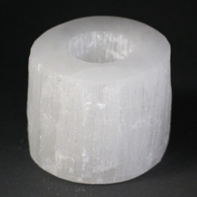 Zylindrischer Selenit-Kerzenhalter – 8 cm