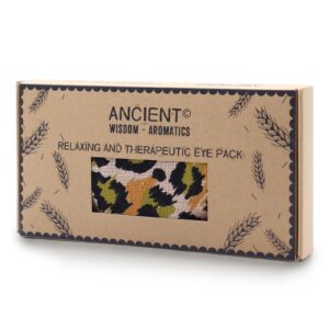 Massage-Accessoire – Augenkissen mit Lavendel aus Baumwolle und Jute in Geschenkbox – Night Leopard