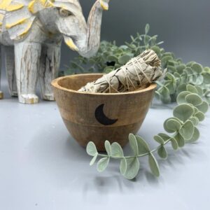 Räucherhalter – aus Holz Räucher – und Ritualschale – drei Moons – 12x7 cm