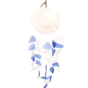Glaswindspiel mit Tropfen – blau/weiß