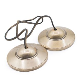 Hochwertiges Messing Tibetische Tingsha-Zimbeln – schlicht Traditional – ca. 7.5 cm (345 g)