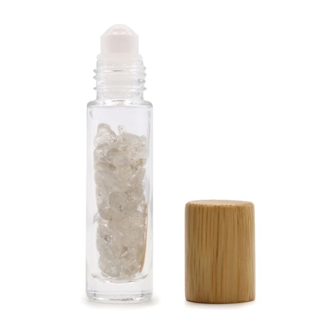 Edelstein-Roll-on-Flasche – Bergkristall – 5 ml, Holzverschluss