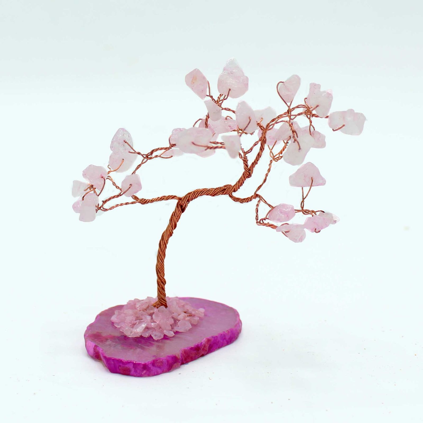 Edelsteinbaum – Rosenquarz on Rosa Achat Sockel (35 Steine) – Bild 3