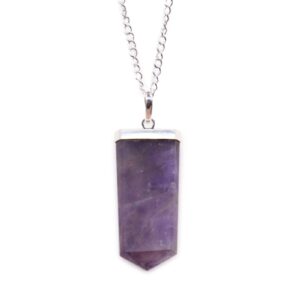 Flacher Edelstein-Stabanhänger – Amethyst