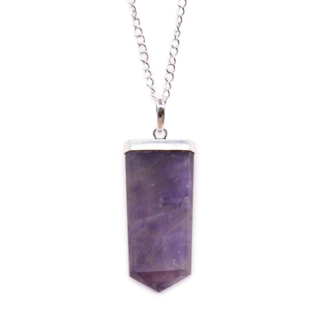 Flacher Edelstein-Stabanhänger – Amethyst