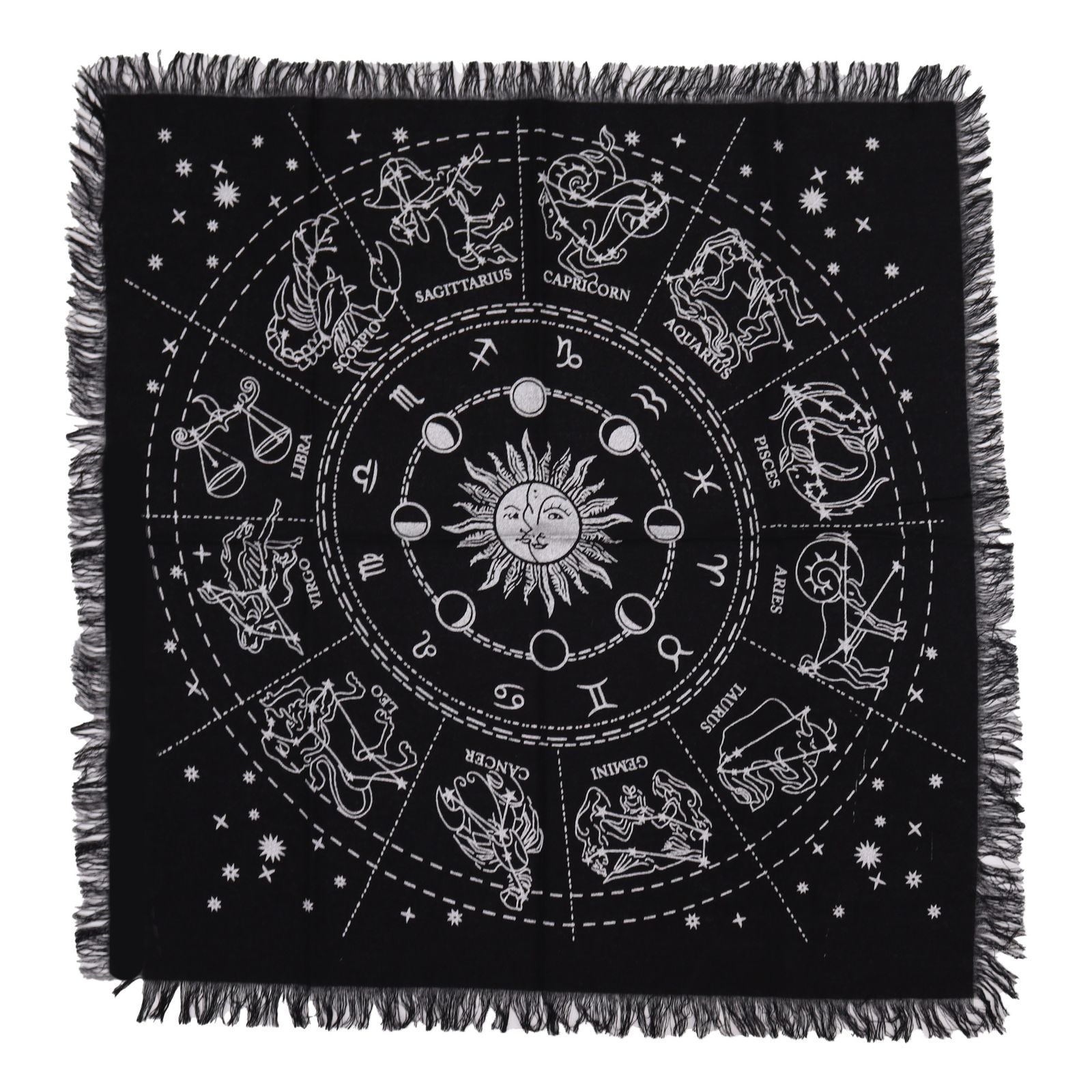 Esoterisches Altartuch mit Fransen – Horoskop