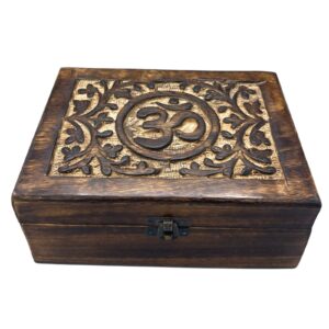 Holzbox für Erinnerungsstücke – groß 20 × 15 × 7,5 cm – Om