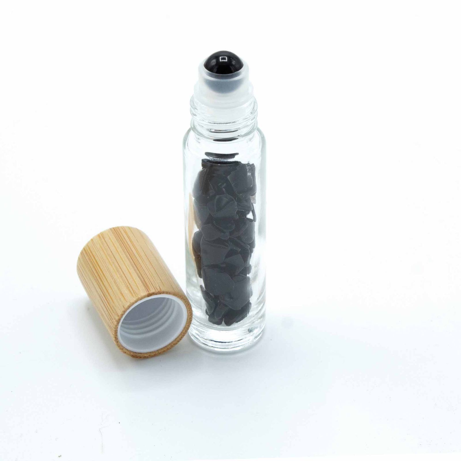 Edelstein-Roll-on-Flasche – Schwarzer Turmalin – 5 ml, Holzverschluss – Bild 4