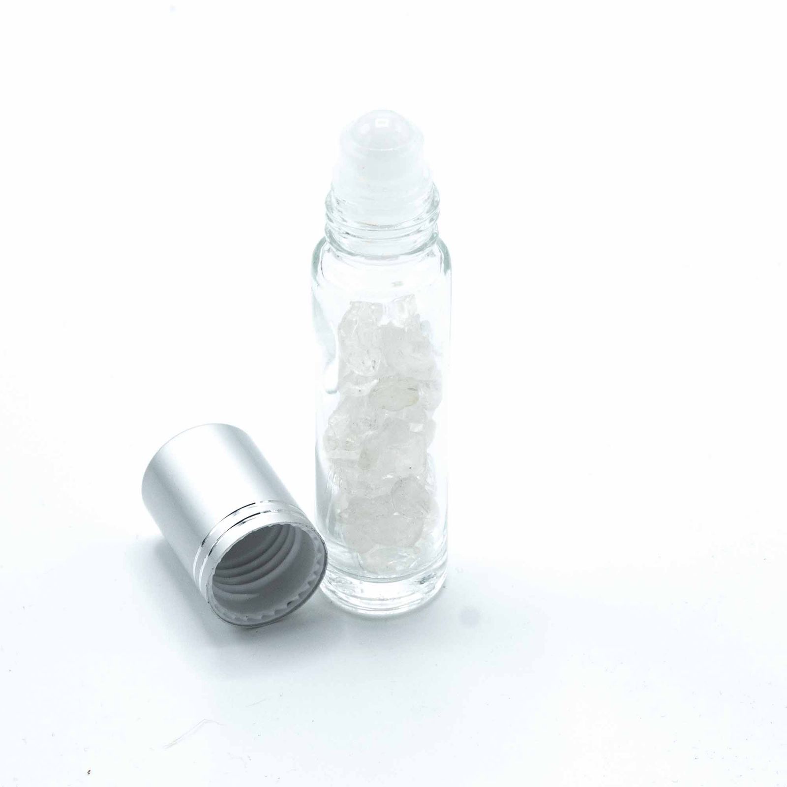 Edelstein-Roll-on-Flasche – Bergkristall – 5 ml, silberfarbener Verschluss – Bild 3