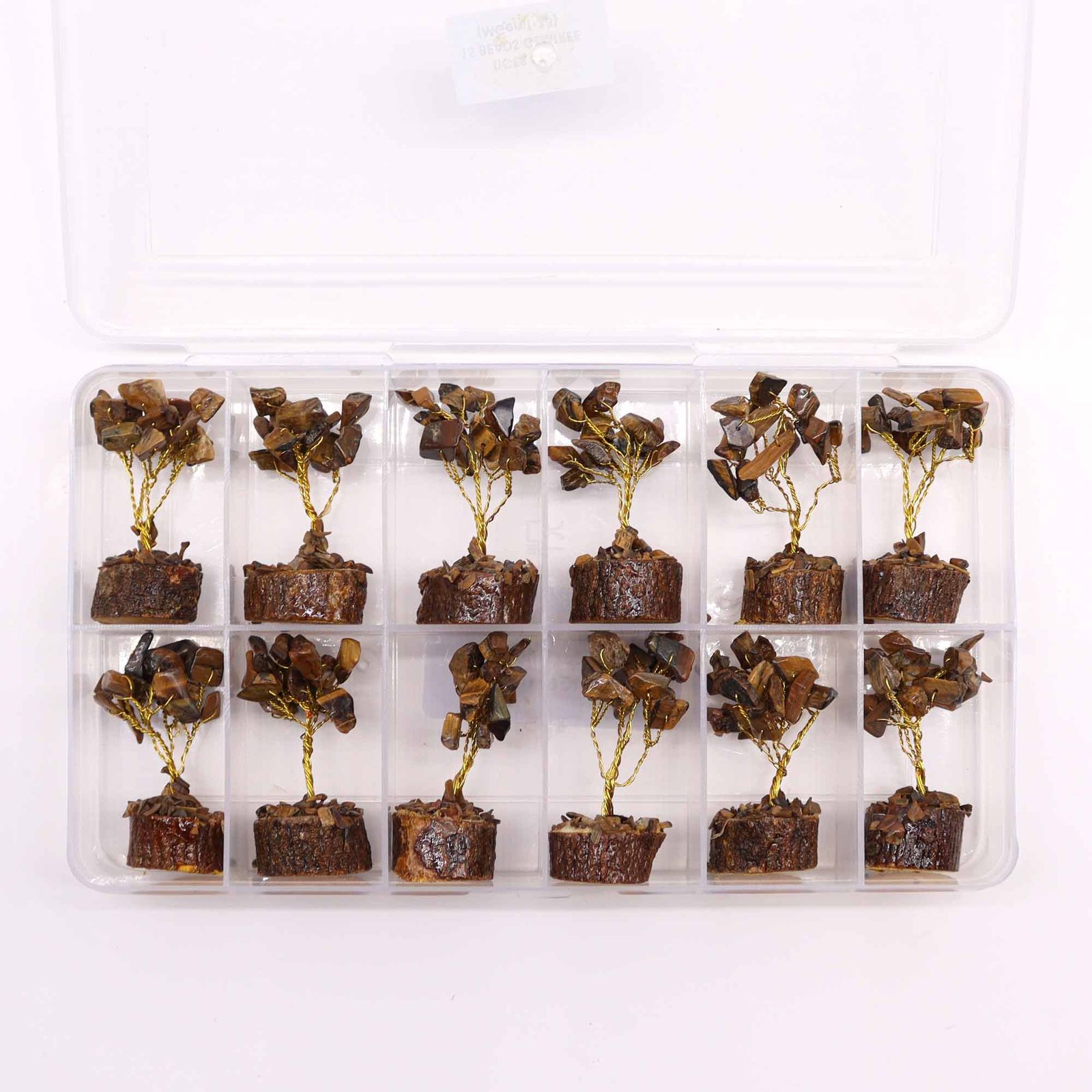 Mini-Edelsteinbaum mit Holzsockel – Tigerauge (15 Steine) – Bild 6