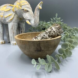 Räucherhalter – aus Holz Räucher – und Ritualschale – Buddha – 14x7 cm