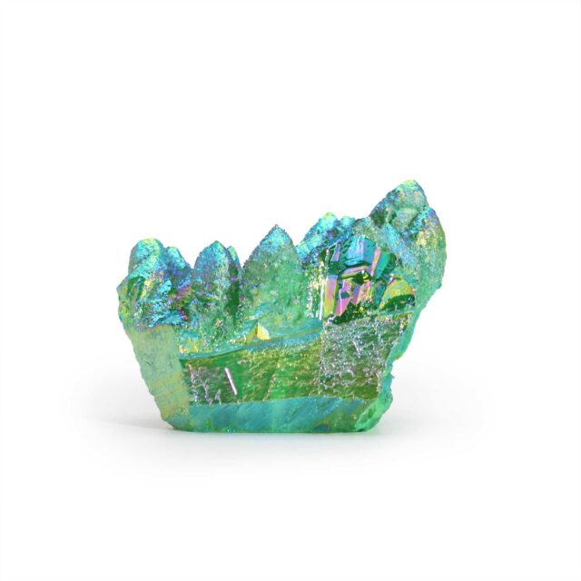 Mittelgroßer veredelter Naturquarz – Aura Grün Flame Quarz (ca. 100-150 g 7-10 cm)