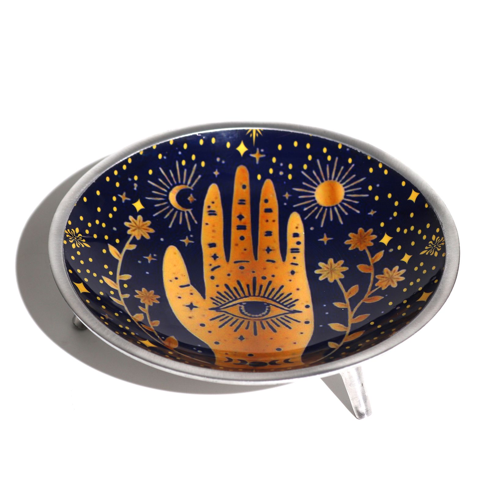 Dreibeiniges Ritualgefäß – Hamsa in Mitternachtsblau