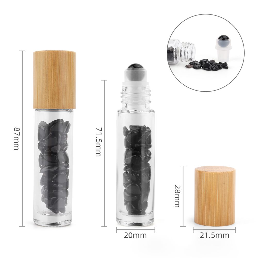Edelstein-Roll-on-Flasche – Schwarzer Turmalin – 5 ml, Holzverschluss – Bild 3