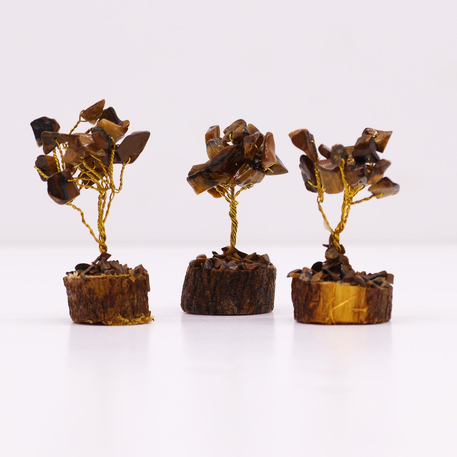 Mini-Edelsteinbaum mit Holzsockel – Tigerauge (15 Steine) – Bild 5