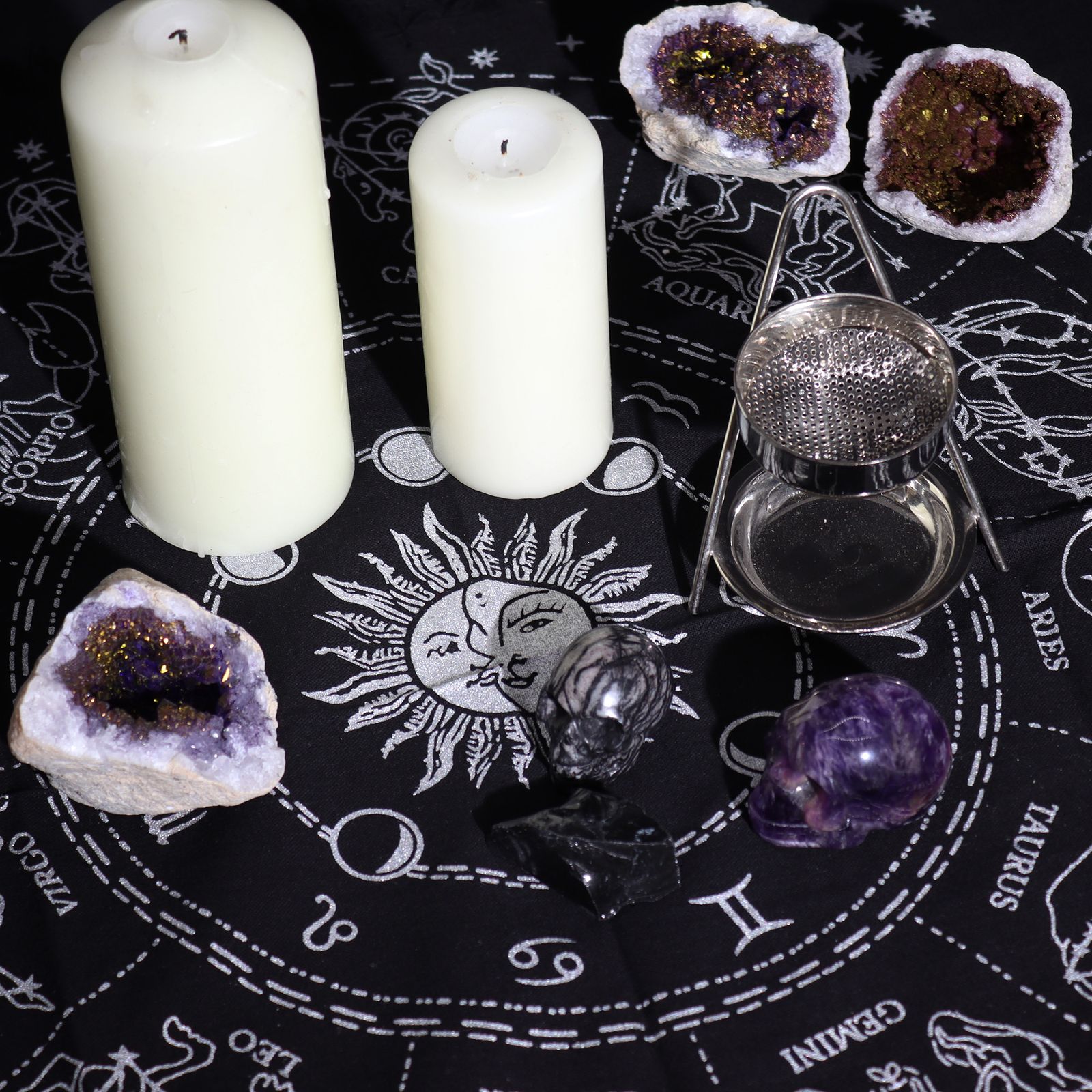 Esoterisches Altartuch mit Fransen – Horoskop – Bild 2