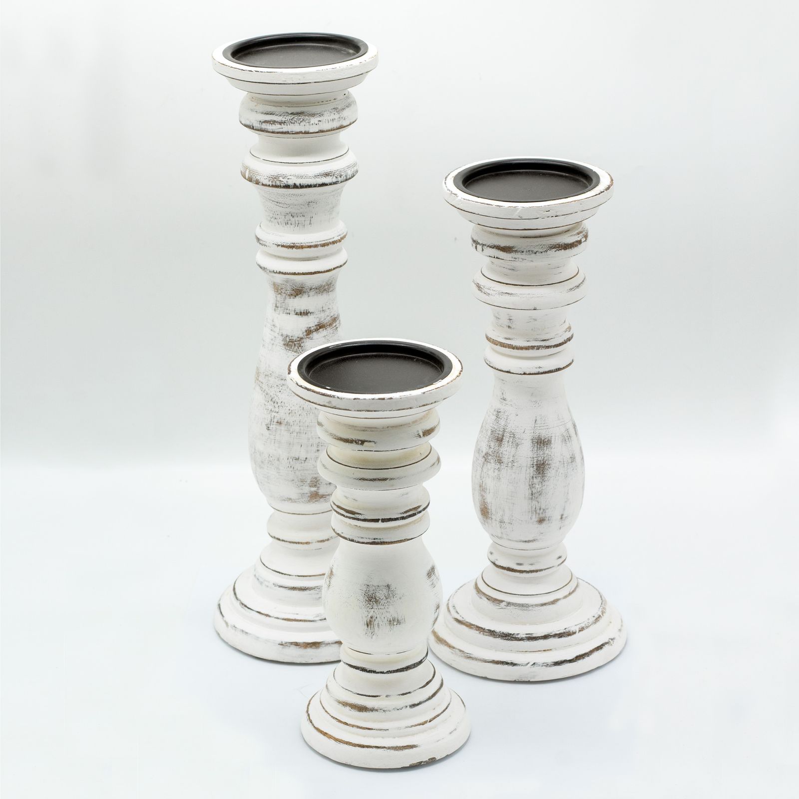 Kerzenhalter – klassischer Kerzenständer – Weißwash – 23x10 cm – Klein – Bild 5
