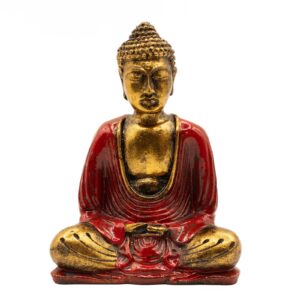 Buddha-Figur – rot & goldfarben – mittel