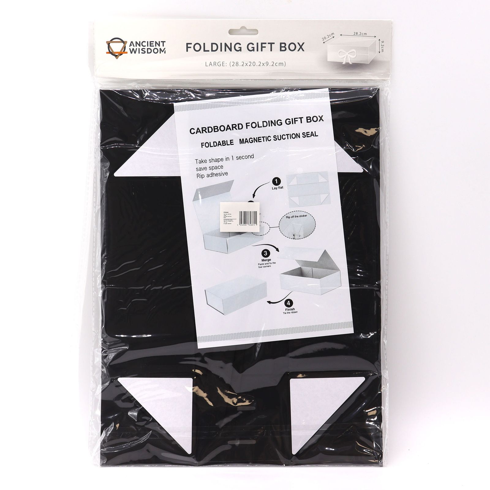 Faltbare Geschenkbox – Groß, Schwarz, 28.2 × 20.2 × 9.2 cm – Bild 2