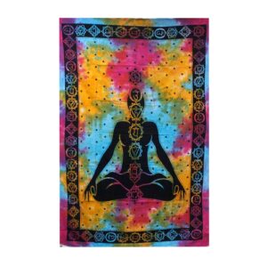 Baumwolltuch als Tagesdecke oder Wandbehang – Einzelgröße – Chakra Buddha 130 × 200 cm