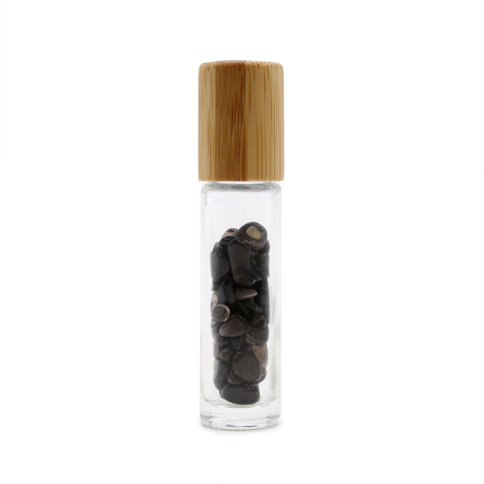 Edelstein-Roll-on-Flasche – Schwarzer Turmalin – 5 ml, Holzverschluss – Bild 2