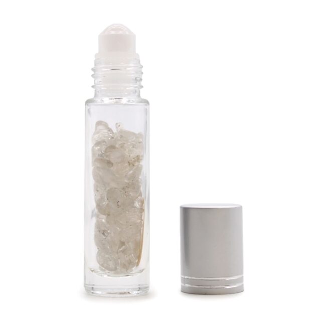 Edelstein-Roll-on-Flasche – Bergkristall – 5 ml, silberfarbener Verschluss