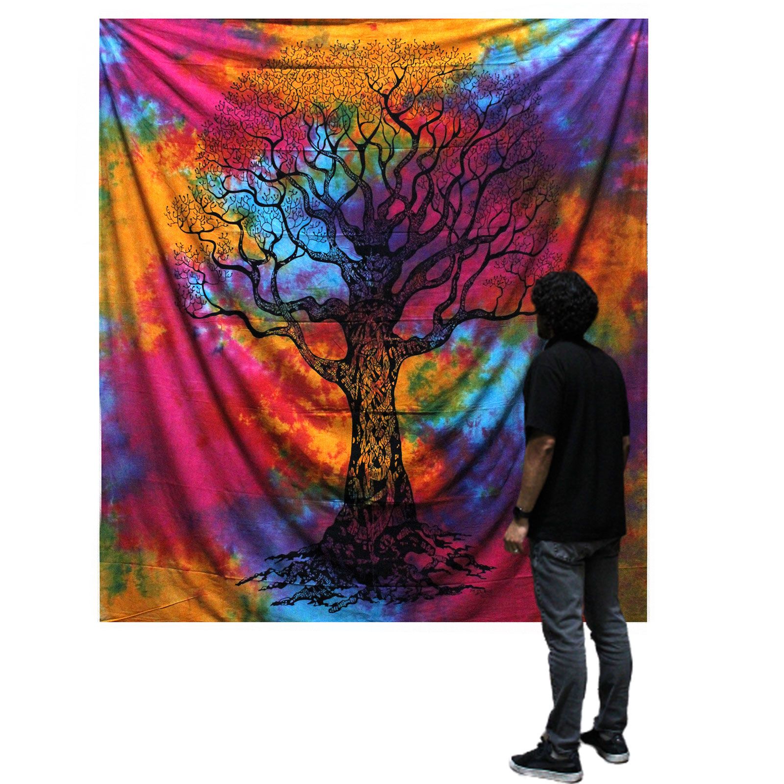 Baumwolltuch als Tagesdecke oder Wandbehang – Doppelgröße – Winterbaum – Bild 2