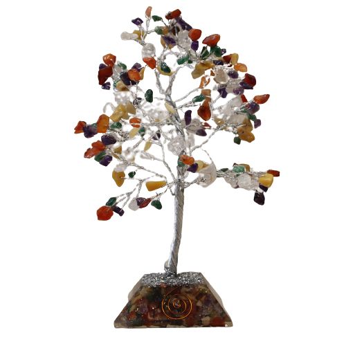 Edelsteinbaum mit Orgonit-Sockel – 160 Steine – Mehrfarbig – Bild 3