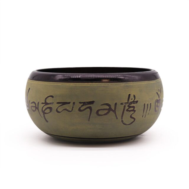 Earth Powder Klangschale – Mantra Fünf Buddhas – 16 cm