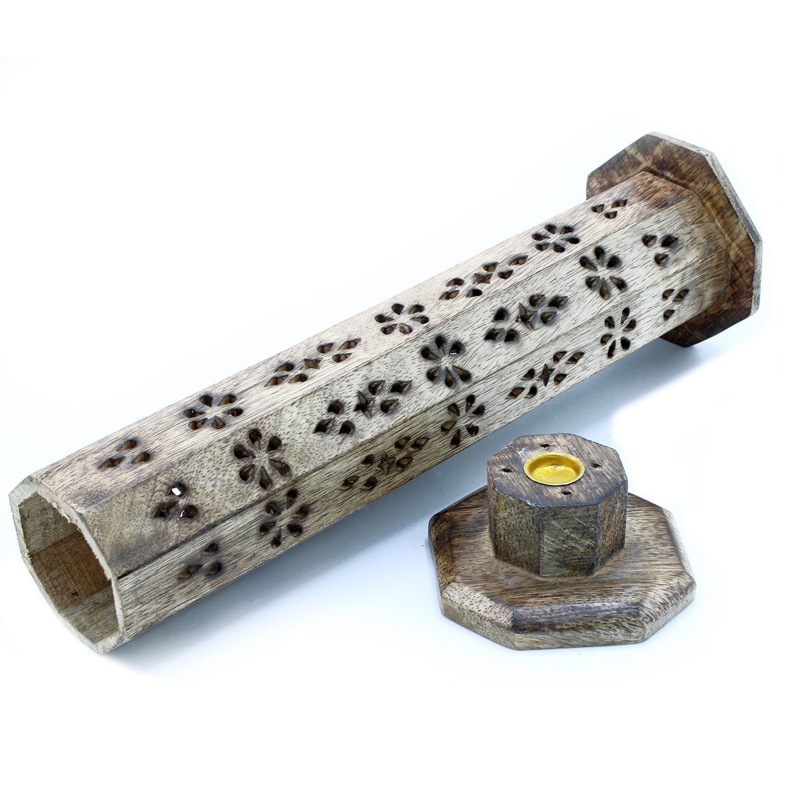 Räucherhalter – sechseckig Turm Rauch Box – Mangoholz