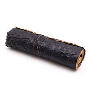 Rollbares Leder Travel Notizbuch – 96 Seiten – Schwarz 21x15 cm