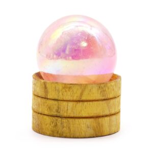 Edelsteinkugel 40 mm – Rosenquarz Titanium Aura mit Ständer