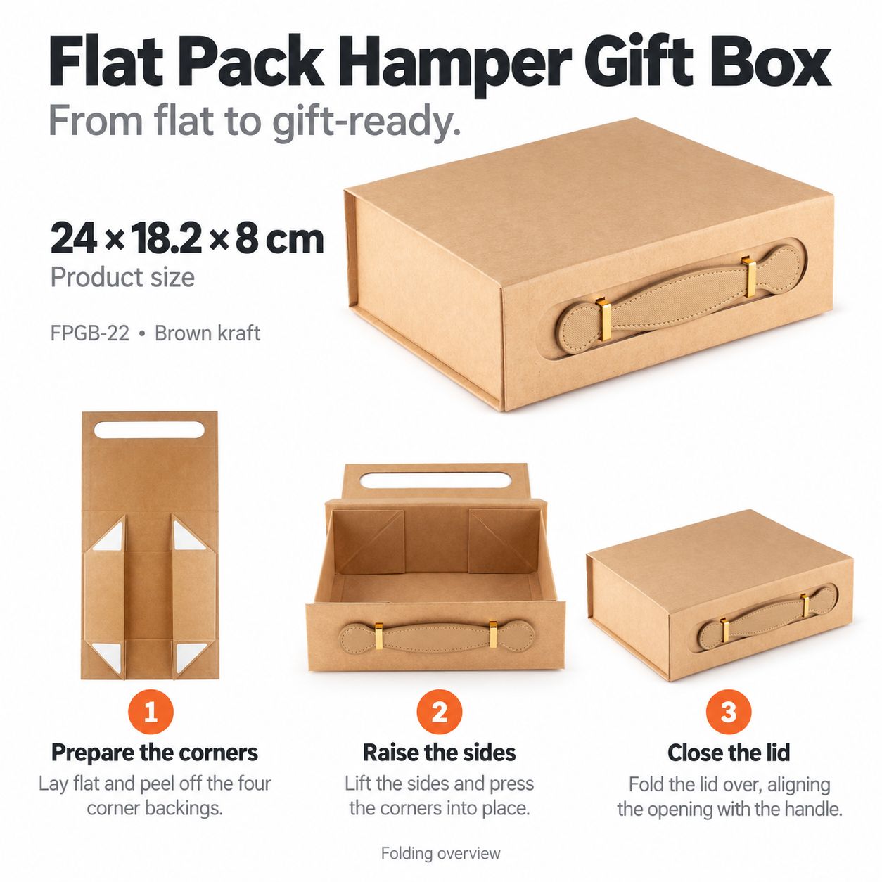 Geschenkverpackung – Faltbare Geschenkbox – mittelgroßer Geschenkkorb (24x18.2x8 cm) – Weiß – Bild 2