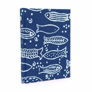Notizbuch mit Baumwolleinband 20 × 15 cm – 96 Seiten – Fische in Indigo