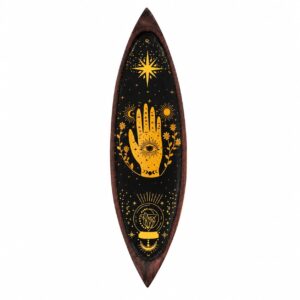 Räucherhalter – Emaille Schale – Mangoholz – Hamsa