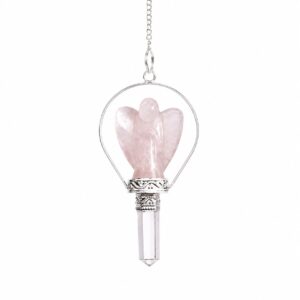 Engel Pendel mit Ring – Rosenquarz