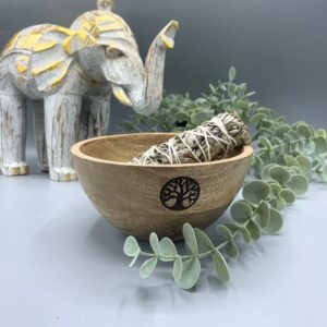 Räucherhalter – aus Holz Räucher – und Ritualschale – Lebensbaum – 14x7 cm