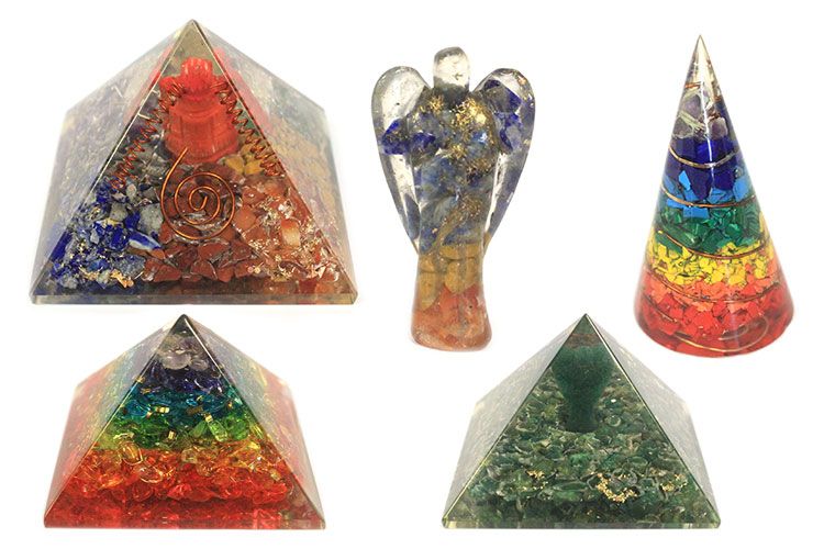 Orgonit-Pyramide – Türkis und Schwarzer Turmalin – 70 mm – Bild 3