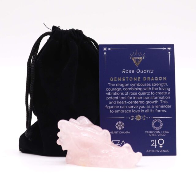 Großer Drachenkopf aus Edelstein – Rosenquarz 60x30x35mm