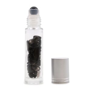 Edelstein-Roll-on-Flasche – Schwarzer Turmalin – 5 ml, silberfarbener Verschluss