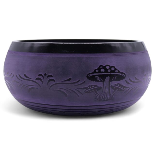besonders klangstark – Klangschale mit Pilzmotiv – Lila Haze (23x10.5 cm, 1.3 kg)