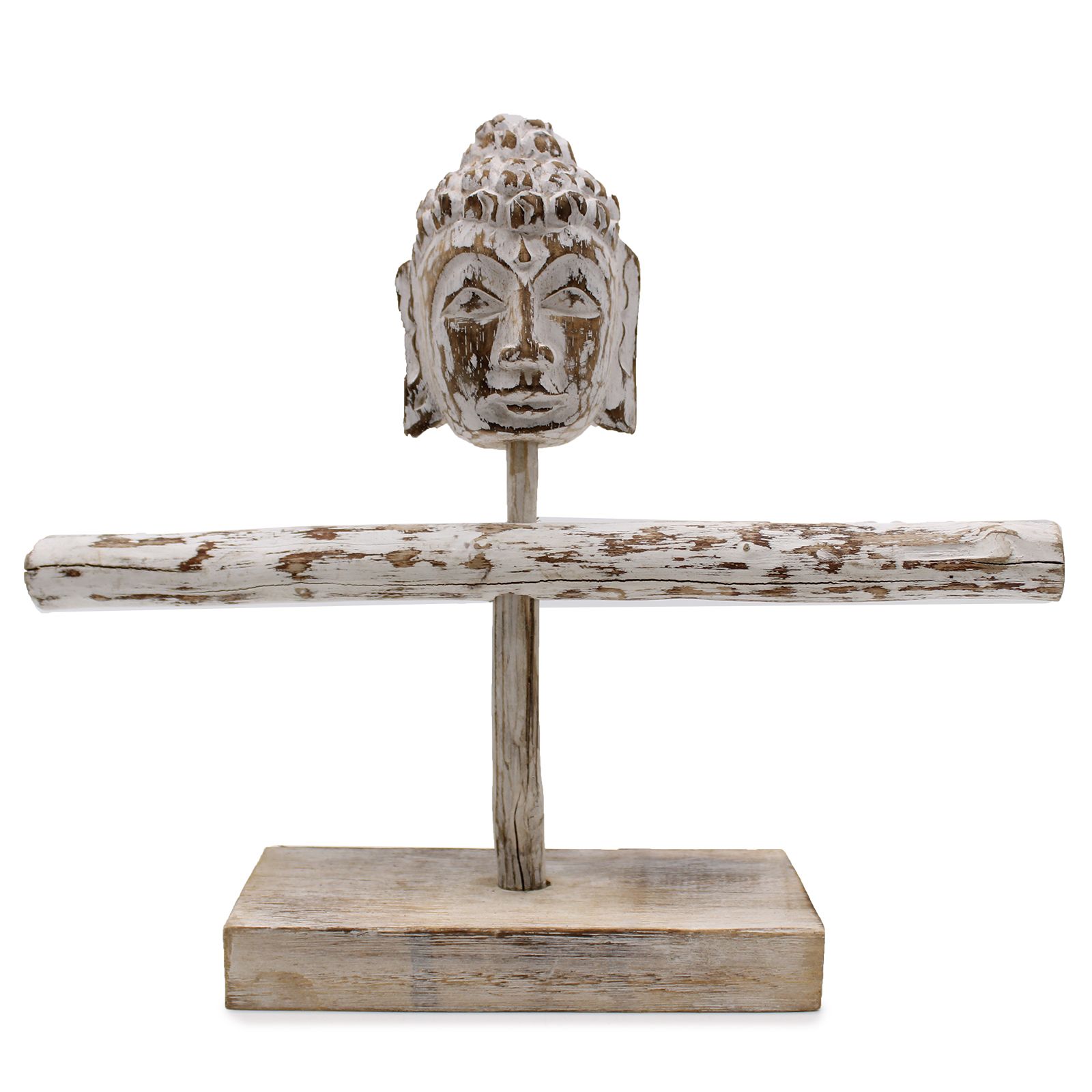 Einzeln Branch & Buddha Ständer – weiß lasiert