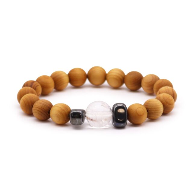 Cedarwood Crown Chakra Bangle mit Bergkristall