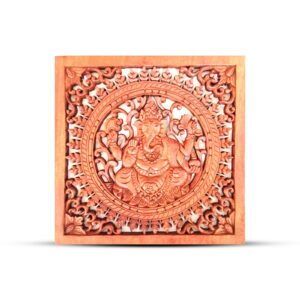 Holz-Wandbild „Buddha und Ganesha“ – quadratisch 40 × 40