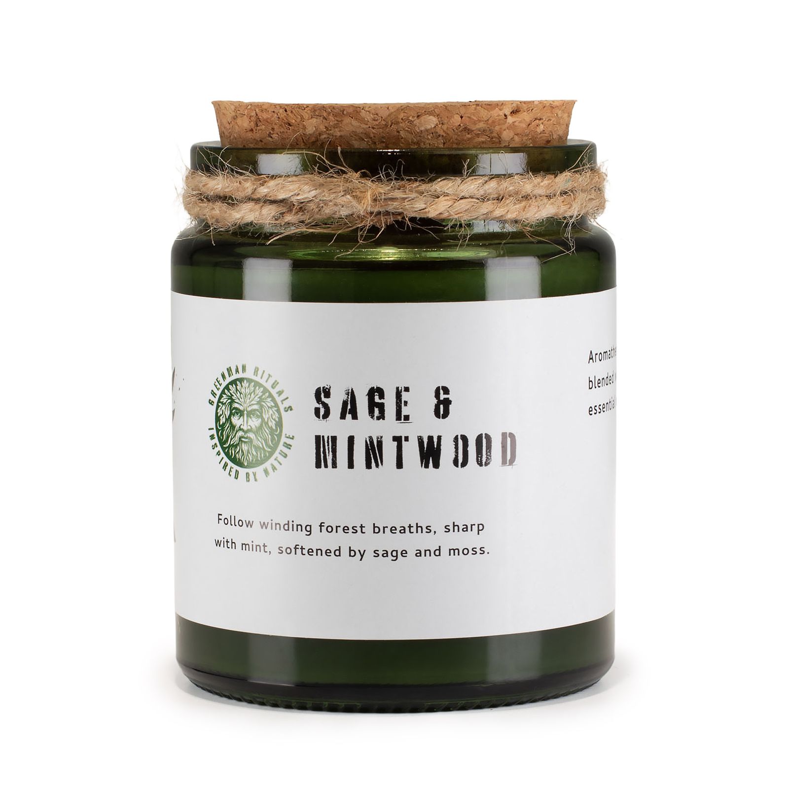 Sojawachskerze – Greenman Holzdocht Sojakerze – Salbei & Mintwood