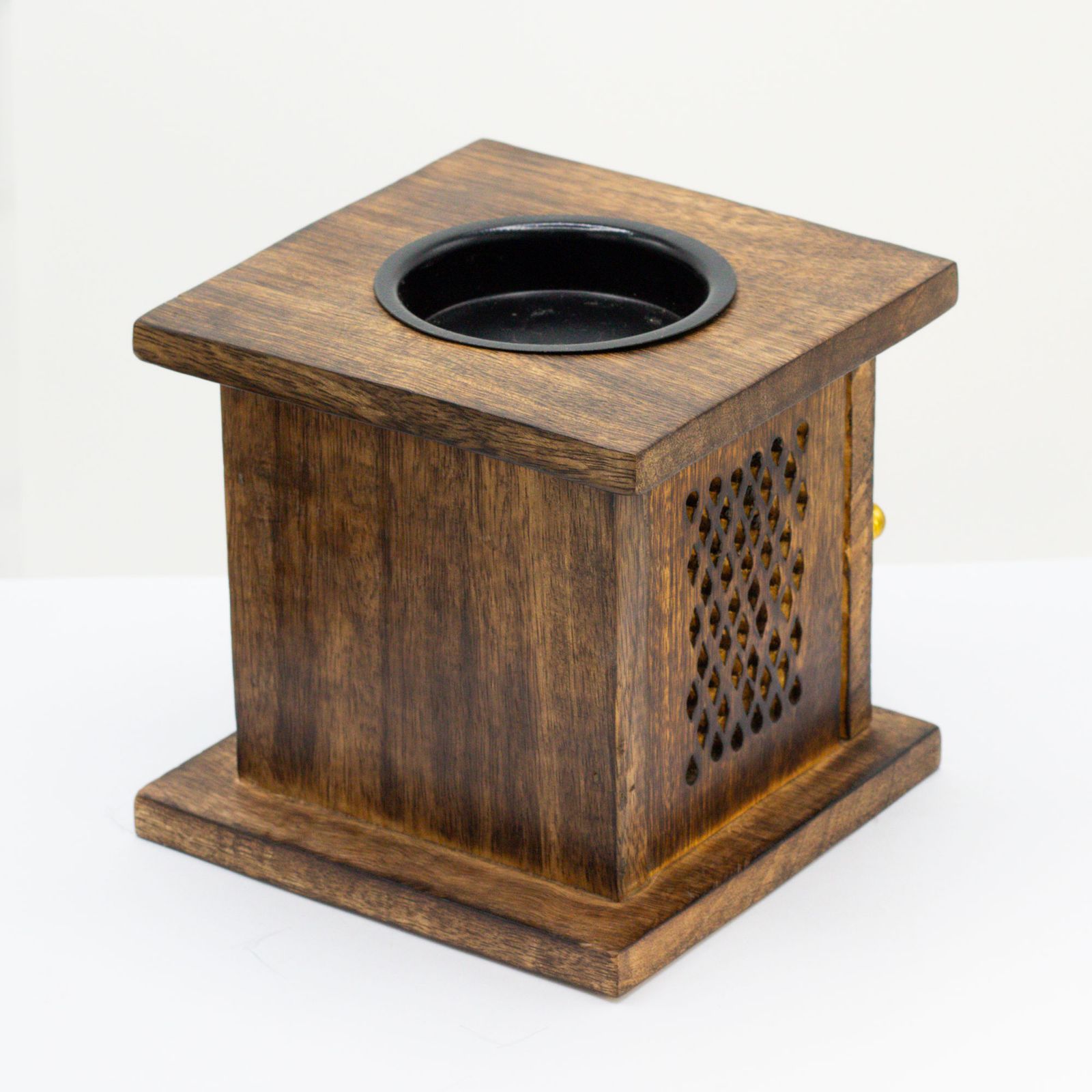 Duftlampe aus Mangoholz in Kastenform – Buddha – Bild 2