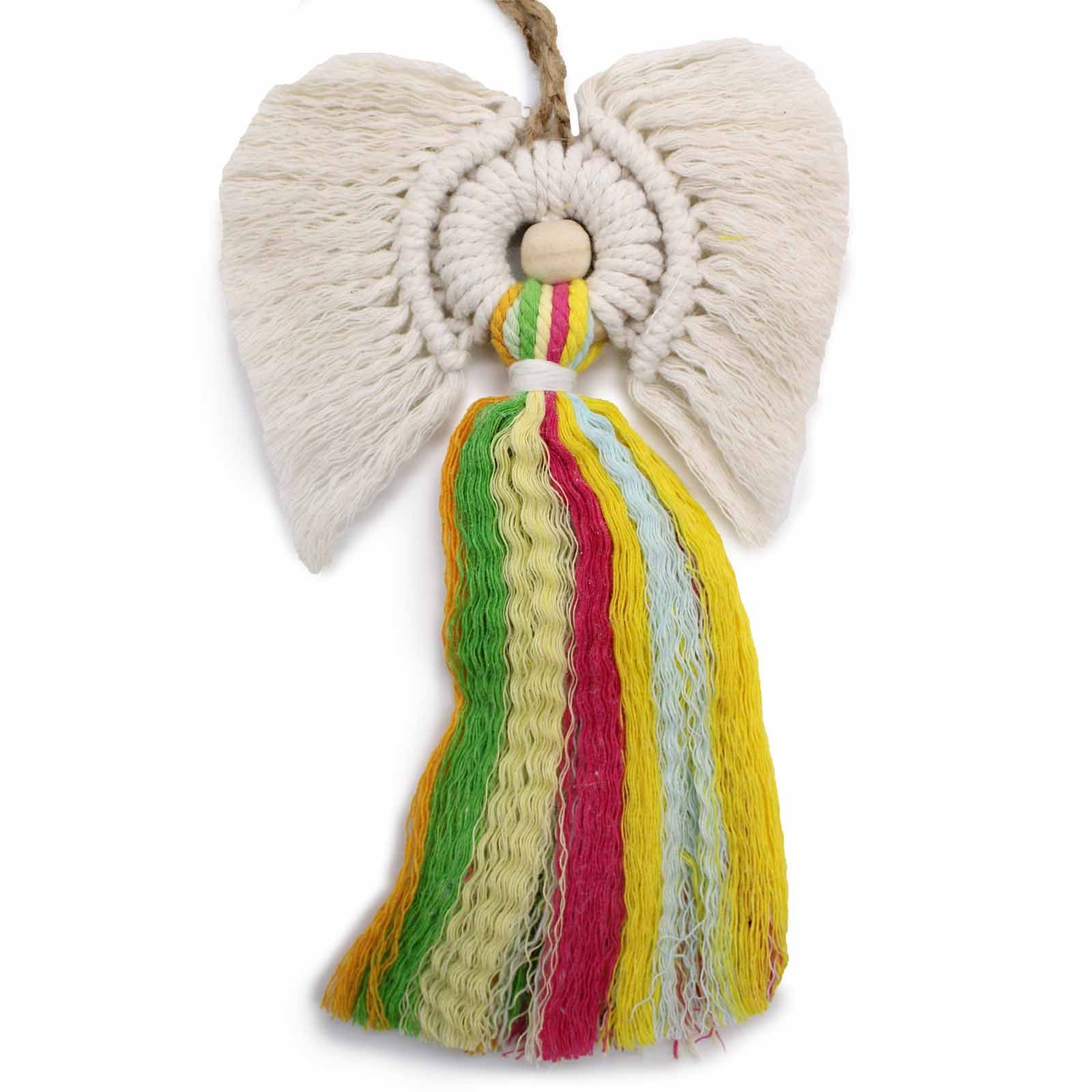 Makramee-Engel aus Baumwolle – Regenbogen