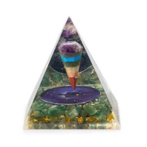 Mittelgroße Orgonit-Pyramiden 7x6 cm – Pendel – Grün Adventurine Chips
