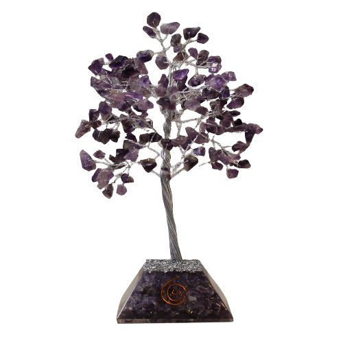 Edelsteinbaum mit Orgonit-Sockel – 160 Steine – Amethyst – Bild 2
