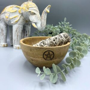 Räucherhalter – aus Holz Räucher – und Ritualschale – Fünfeck – 14x7 cm